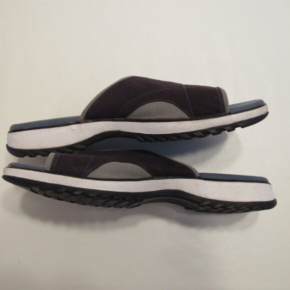 Clarks Navy Blue Slip On Sueded Canvas Sandals Size 8M - Picture 3 of 13